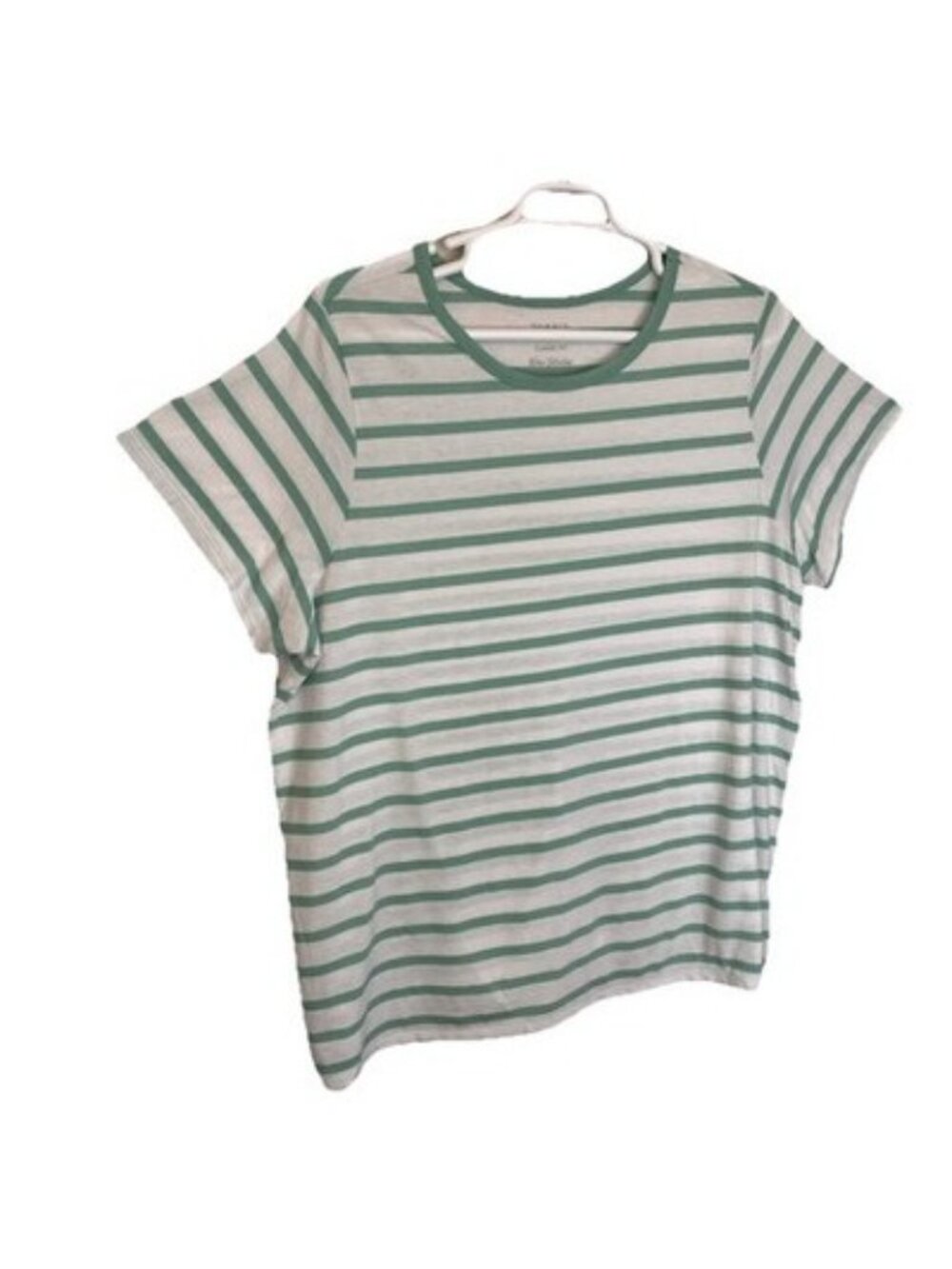 Torrid Sz 4 Plus Size Super Soft Crew Neck Short Sleeve Tee Green White Stripes